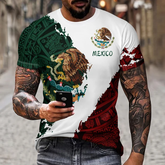 Mexican Flag T-shirt Summer Casual Men's Fashion